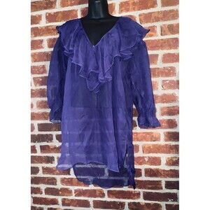 Gold label vintage Victoria’s Secret sheer purple ruffle sleep shirt M/L